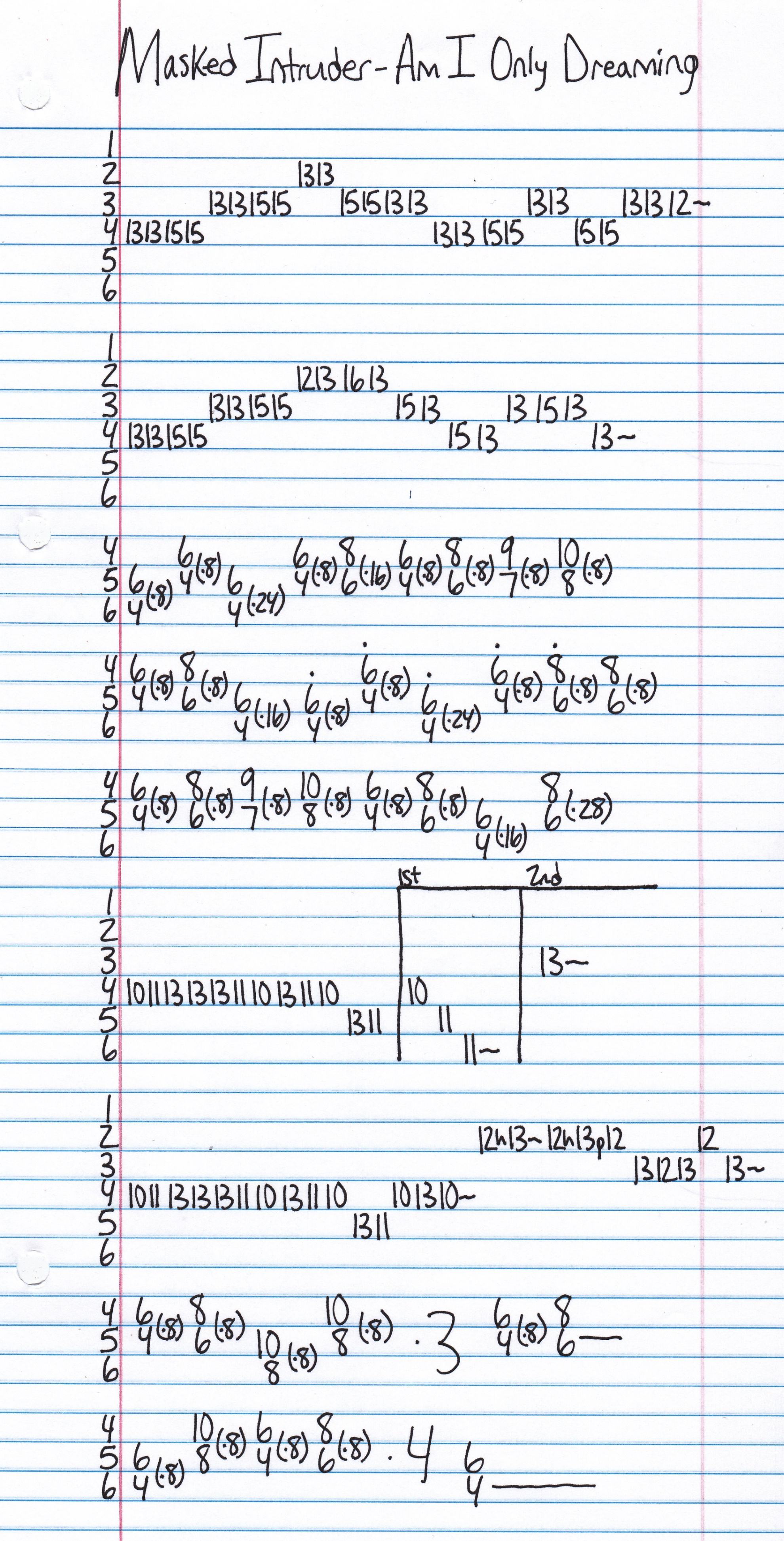 High quality guitar tab for Am I Only Dreaming by Masked Intruder off of the album Masked Intruder. ***Complete and accurate guitar tab!***